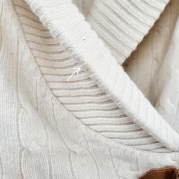 Vintage Ralph Lauren Black Label Cashmere Cream Cable Knit Sweater Women's Sz S - Picture 5 of 10